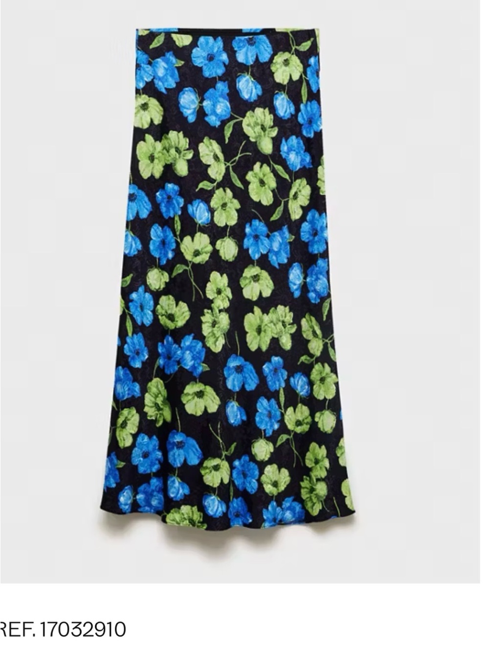 NWT Mango Black Maxi Skirt with Blue & Lime Floral Print